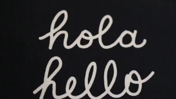 "hello "words on cloth — стоковое видео
