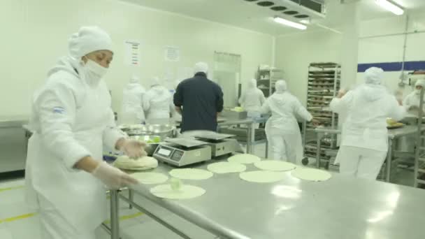 Жінки, що працюють в промислові кухню — стокове відео
