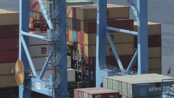 Industriële kraan verplaatsen van containers — Stockvideo