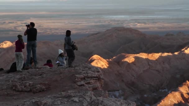 Toeristen in de Atacama woestijn — Stockvideo