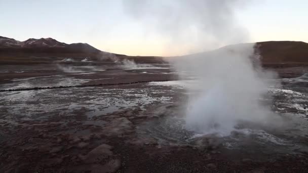 Пустынные гейзеры Чили — стоковое видео