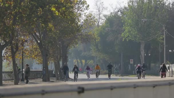 Ciclistas andando na cidade — Vídeo de Stock