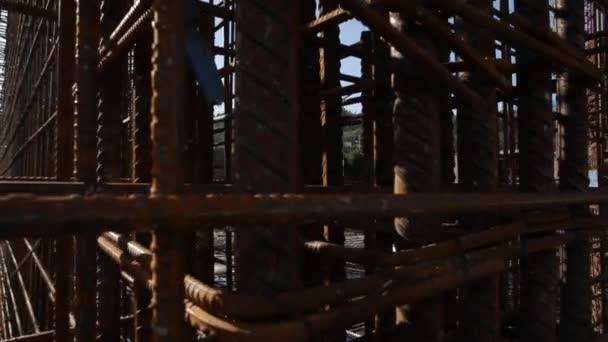 Reinforcement construction bars — Stock Video