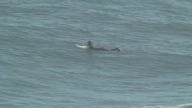 Okyanusta yüzen sörfçü