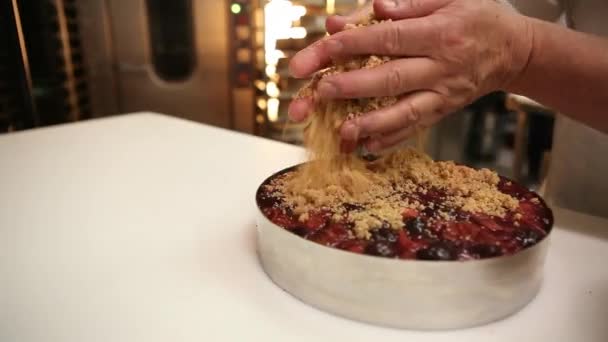 Preparación de pastelería kuchen — Vídeos de Stock