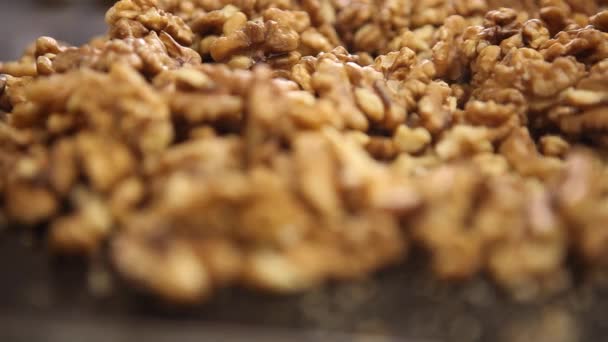 Muchas nueces frescas — Vídeos de Stock