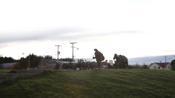 Escultura en Punta Arenas — Vídeo de stock