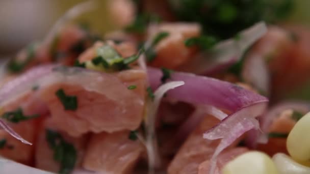 Ceviche surowe ryby — Wideo stockowe