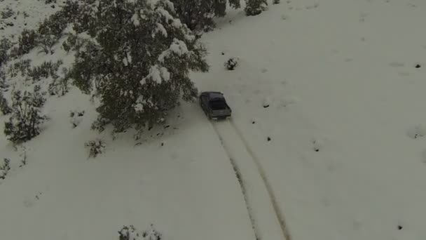 Ciężarówka na snowy wzgórza — Wideo stockowe
