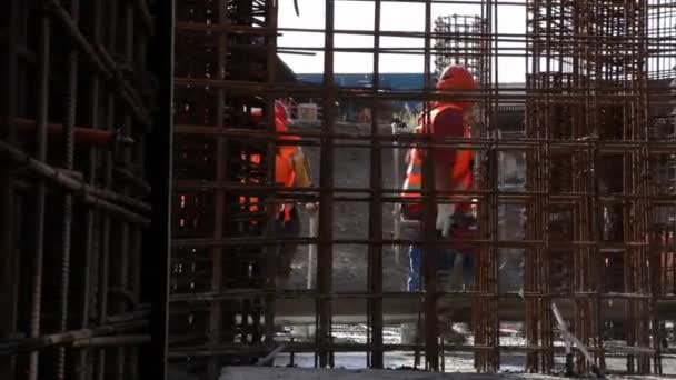 Strony pracowników budowlanych — Wideo stockowe