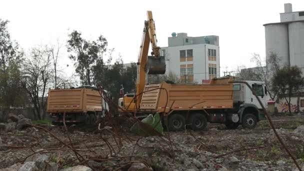 Excavadora en obra — Vídeos de Stock