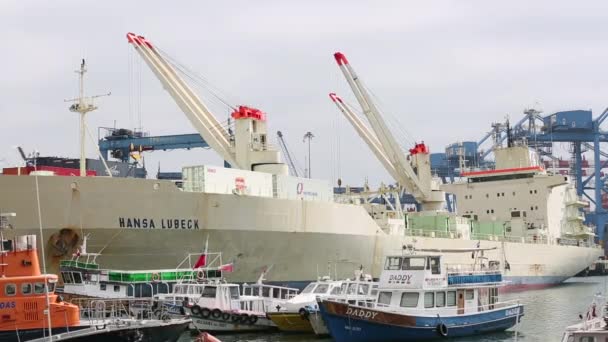 Vários barcos em um porto — Vídeo de Stock