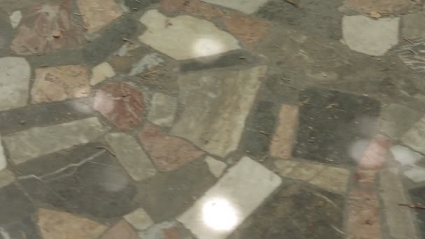 Mosaic floor in courtyard — Stock Video