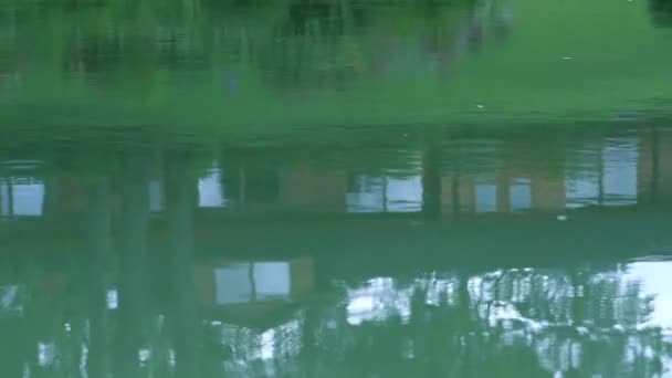 Land huis water reflectie — Stockvideo
