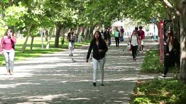 Studenten gehen gemächlich — Stockvideo