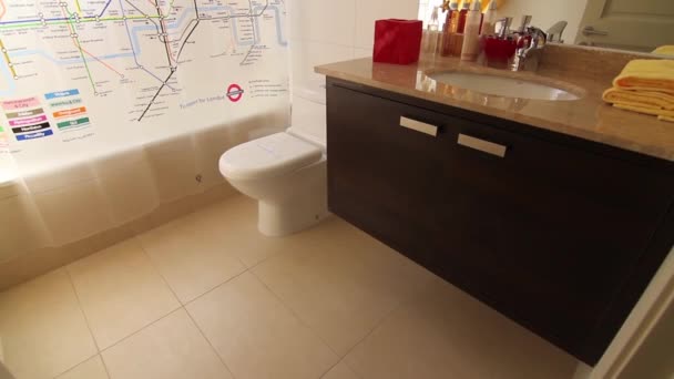 Interior of bathroom in house — Stock Video