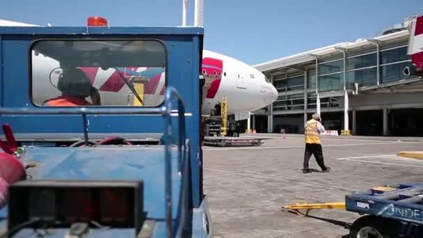 Passarela do aeroporto com aviões — Vídeo de Stock