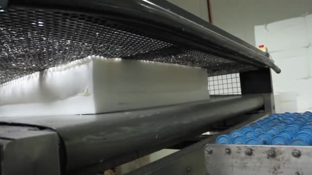 Blocco industriale di schiuma materasso — Video Stock