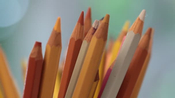 Colored pencils close up — Stock Video