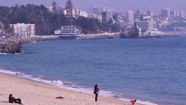 Pessoas na praia do mar — Vídeo de Stock
