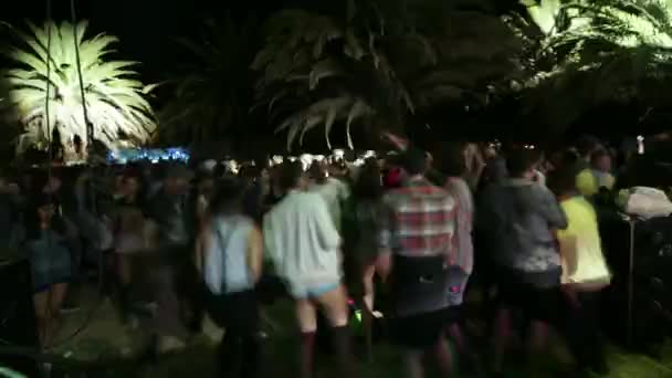Люди танцуют на концерте — стоковое видео