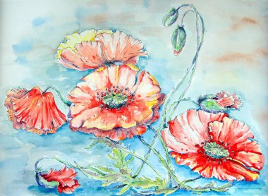 Boya, sulu boya, çiçek, sanat