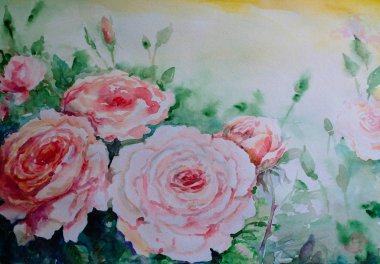 Suluboya resimler gül, çiçek. Sanat