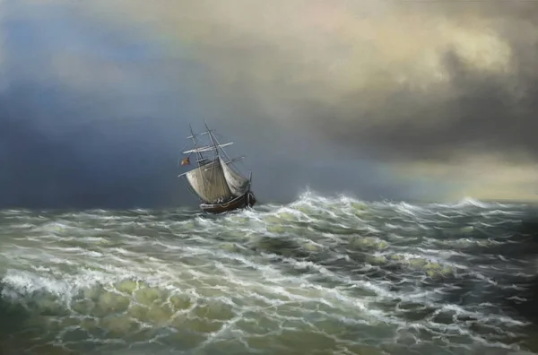 Paintings Sea Landscape Ship Sea Fine Art — Stock Photo, Image