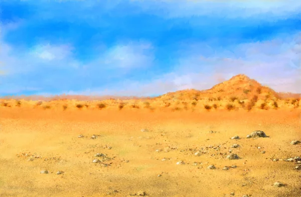 Digitala Oljemålningar Landskap Öken Sand Konst — Stockfoto