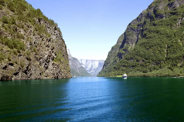 Green mountains and Waterfalls in Sognefjord Scandinavia. Norway Stock Photo