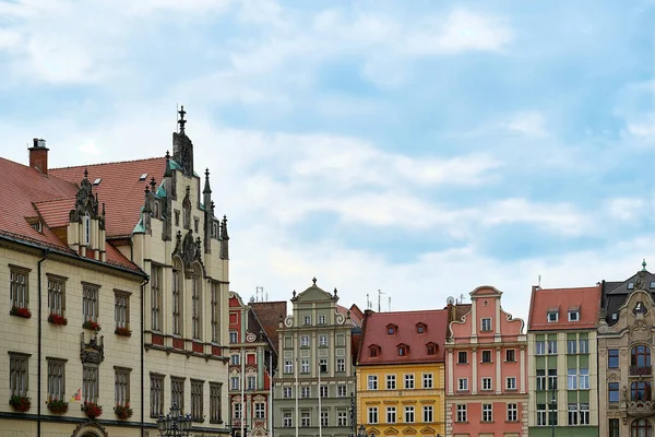 Colorful houses at salt market square in Wroclaw old town. — Stock Photo, Image