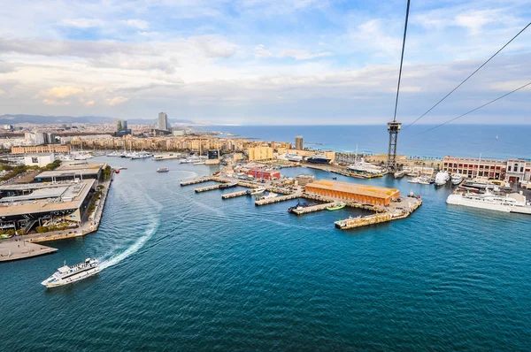 HDR Vista aérea del puerto de Barcelona — Foto de Stock