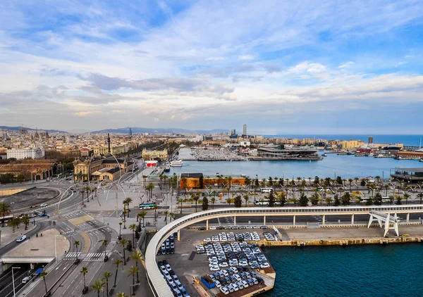 HDR antena widok na port w Barcelonie — Zdjęcie stockowe