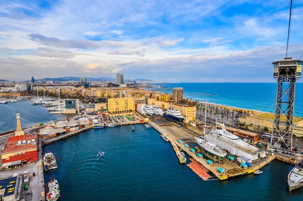 HDR Vue aérienne du port de Barcelone — Photo