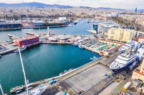 HDR Vue aérienne du port de Barcelone — Photo