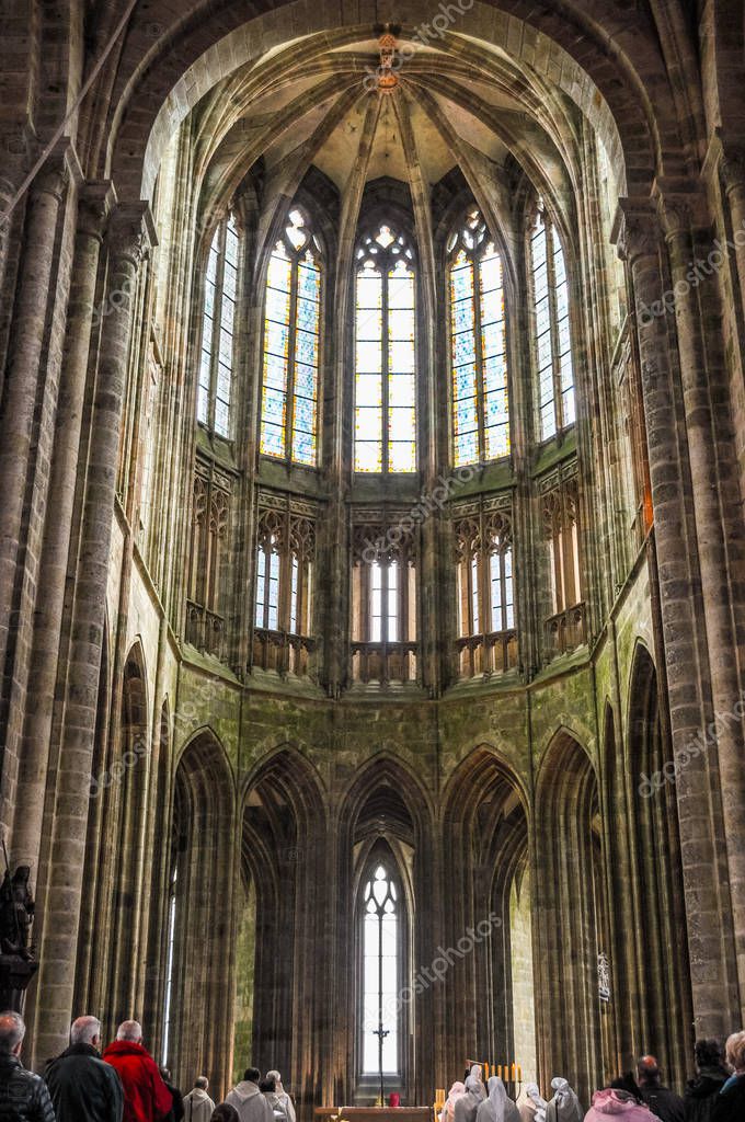 HDR Mont St Michel Abbey France Stock Editorial Photo