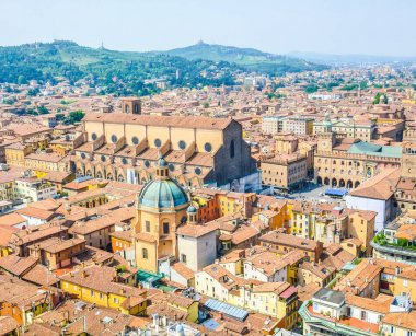 Emilia Romagna İtalya Bologna şehir yüksek dinamik aralık (Hdr) havadan görünümü