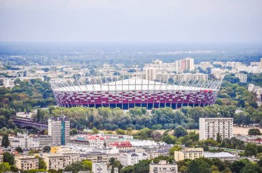 Barcelona, İspanya - 02 Eylül 2015: Şehir yüksek dinamik aralık (Hdr) havadan görünümü