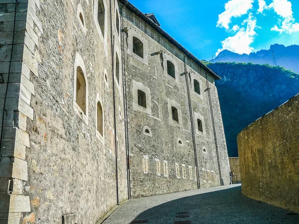 Vysokým Dynamickým Rozsahem Hdr Pevnost Bard Opevněný Komplex Údolí Aosta — Stock fotografie