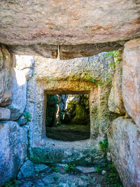 Stort Dynamiskt Omfång Hdr Arkeologiska Ruinerna Cala Galdana Den Krk — Stockfoto