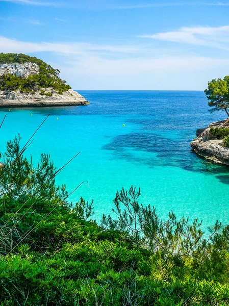 Vysoký Dynamický Rozsah Hdr Pohled Cala Galdana Ostrově Menorca Španělsku — Stock fotografie