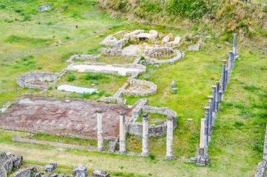 Volterra, İtalya için antik Roma Tiyatrosu kalıntıları yüksek dinamik aralık (Hdr)