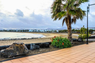 Yüksek dinamik aralık (Hdr) Lanzarote beach, Afrika kıyıları açıklarında Atlantik Okyanusu'nda Kanarya Adaları İspanyol bir adada