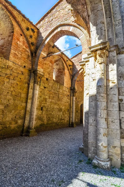 Vysokým Dynamickým Rozsahem Hdr Ruiny Opatství Saint Galgano Cisterciácký Klášter — Stock fotografie