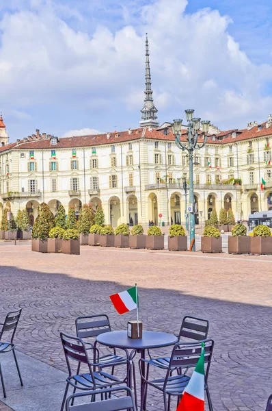 Wysoki Zakres Dynamiki Hdr Placu Piazza Vittorio Emanuele Turyn Włochy — Zdjęcie stockowe
