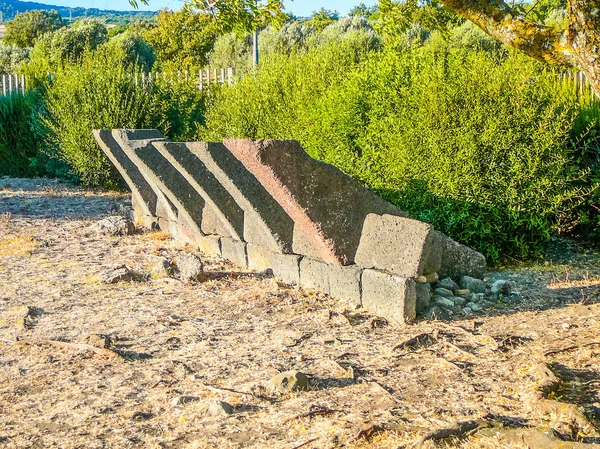 Wysoki Zakres Dynamiki Hdr Ruiny Starożytnych Sunuxi Nuraghe Megalitycznych Budynku — Zdjęcie stockowe