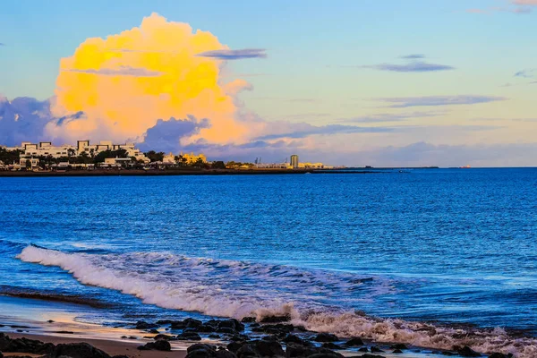 Vysokým Dynamickým Rozsahem Hdr Lanzarote Beach Španělský Ostrov Kanárské Ostrovy — Stock fotografie