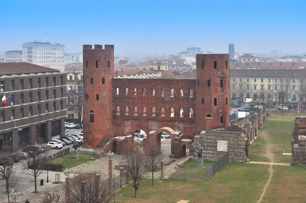 Palatine Towers Porte Palatine Ruins Ancient Roman Gates Turin Italy — Stock Photo, Image