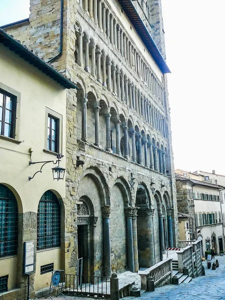 Hoher Dynamischer Bereich Hdr Pieve Santa Maria Church Arezzo Der — Stockfoto