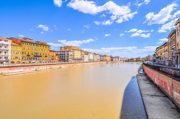 High Dynamic Range Hdr Lungarno Menande Arno Flodbank Pisa Toscana — Stockfoto